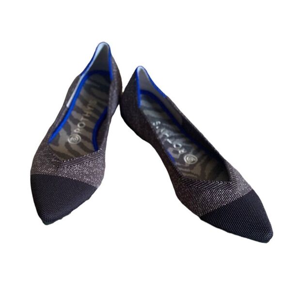 Rothy’s The Point Flats Women’s 8 Metallic Brown Blue Trim Washable - Picture 6 of 8